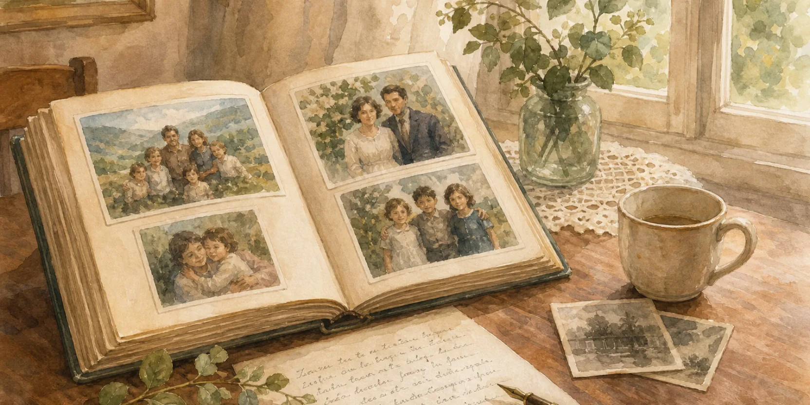 An open family album with Georgian handwriting, representing Georgian names and their meanings