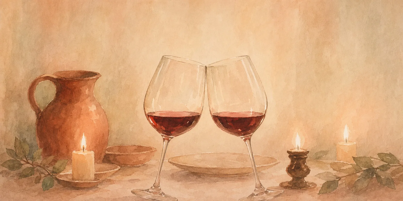 Hand raising a small wine glass at a candlelit table, warm focus