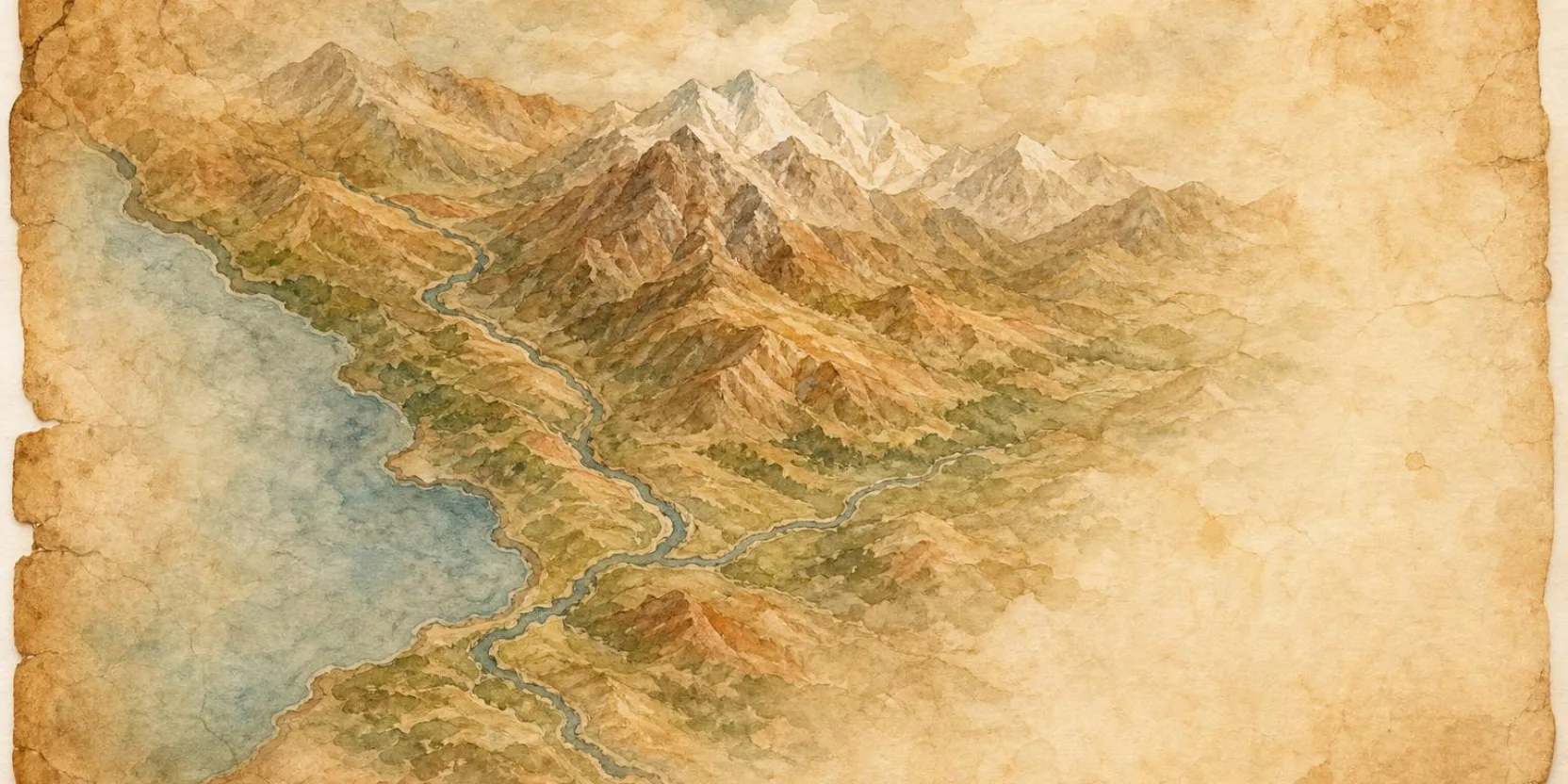 An old map of the Caucasus mountains with soft mountain ranges, illustrating the Kartvelian language family home of Georgian, soft watercolor.