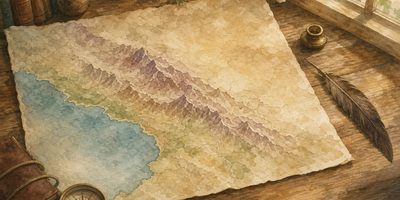 Antique-style watercolor map of the Caucasus with mountains and Black Sea coastline, illustrating why Georgia is called Georgia