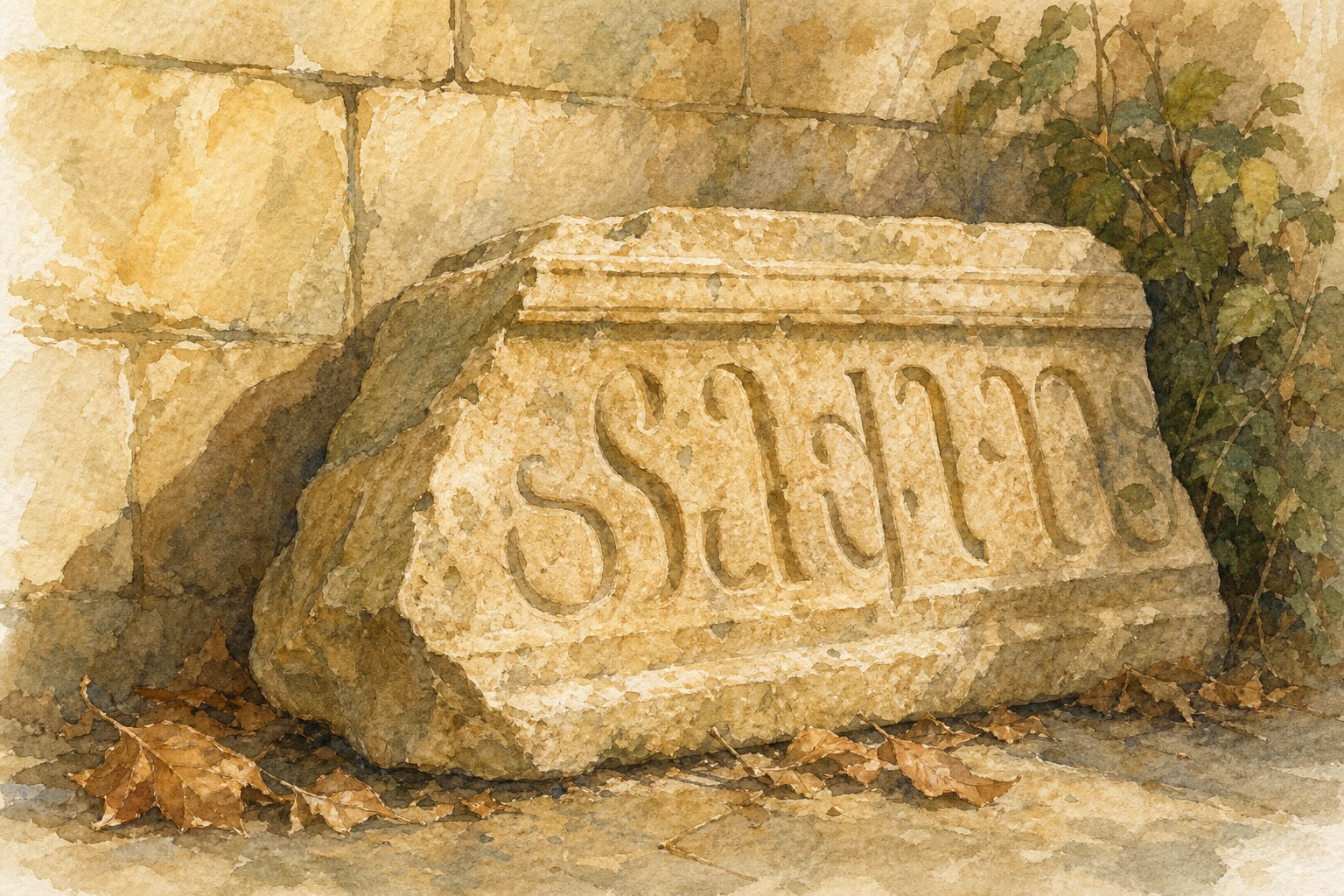 A weathered ancient Georgian stone inscription, the rounded Asomtavruli letterforms carved deep into pale stone