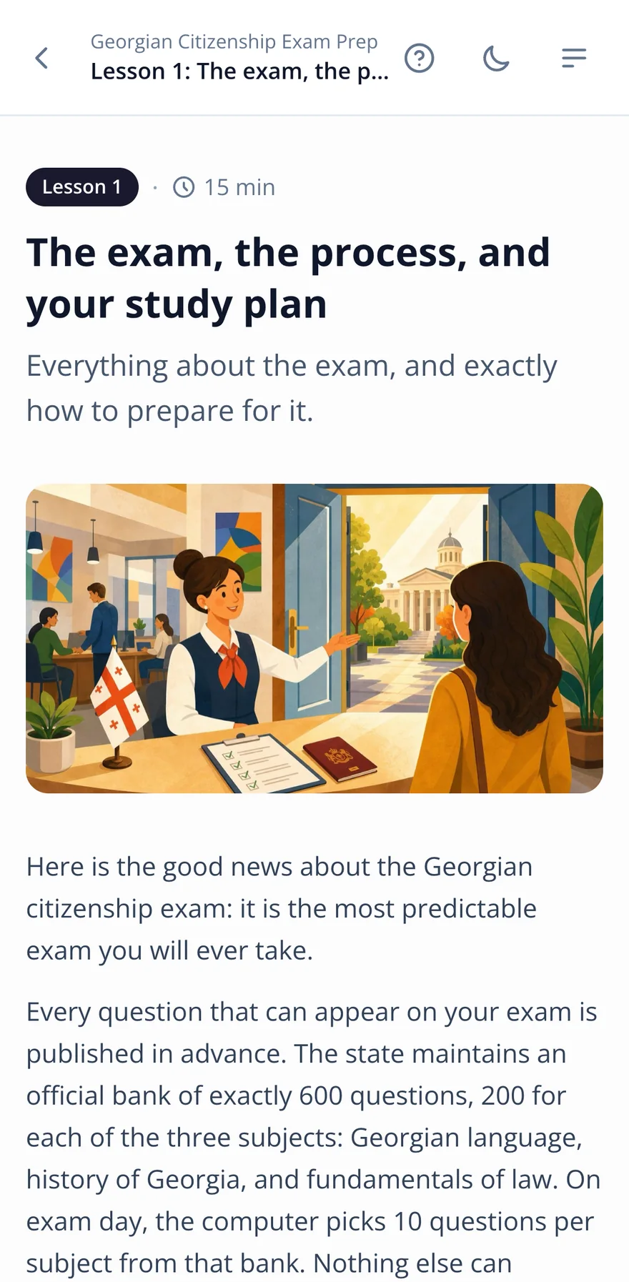 Georgian Citizenship Exam Prep in the EasyGeorgian app