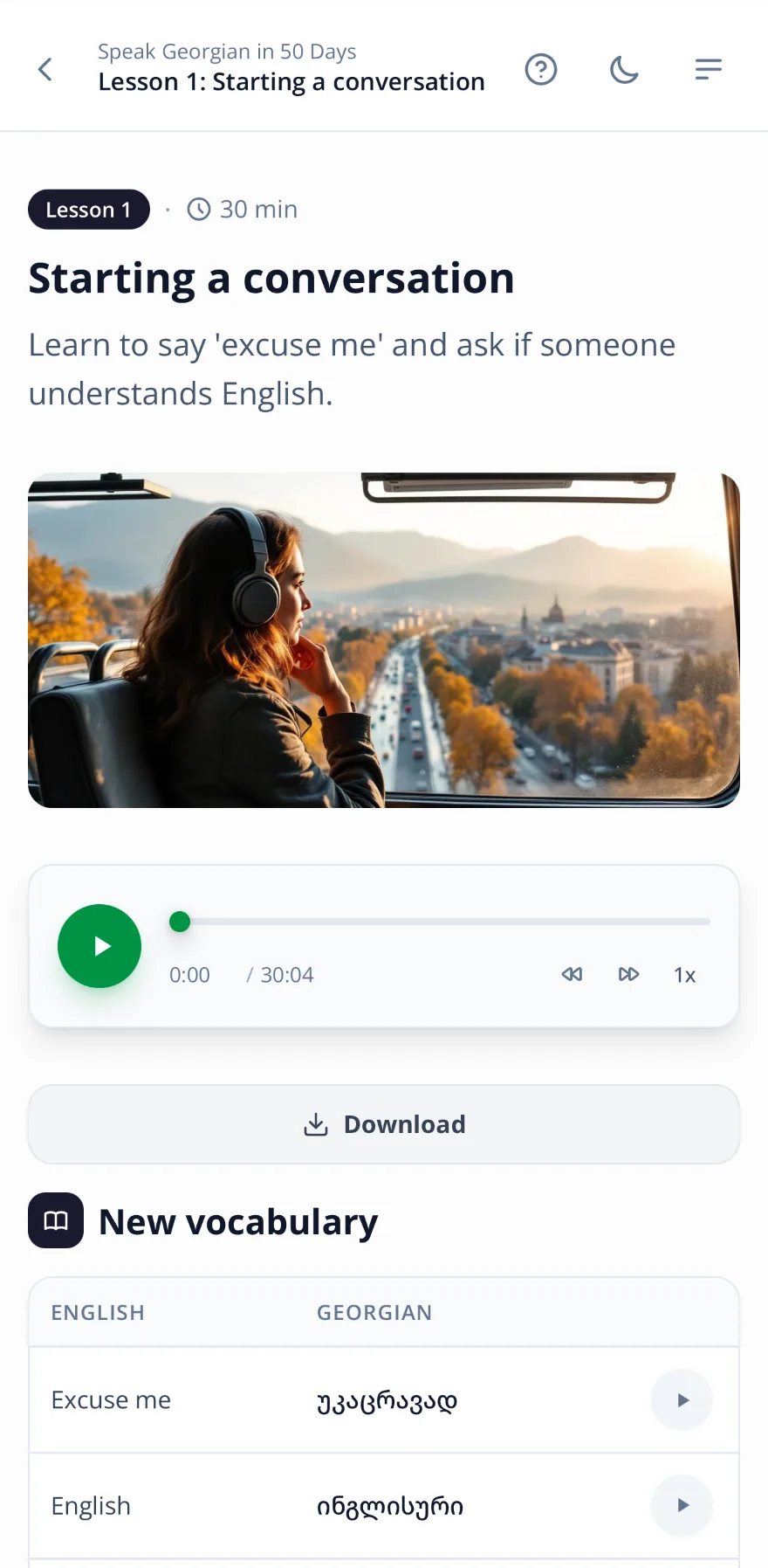 Speak Georgian in 50 Days in the EasyGeorgian app