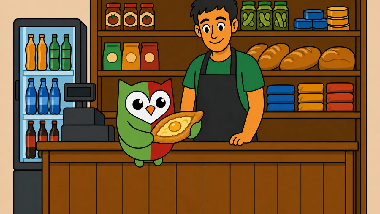 Buko the owl in story 1, Buying Khachapuri